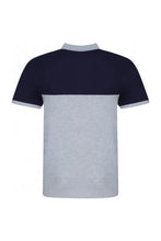 Load image into Gallery viewer, Mens Piqu Colour Block Polo Shirt - Gray/Oxford Navy Heather