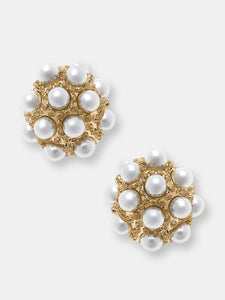 Foster Pearl Cluster Stud Earrings in Ivory