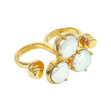 Load image into Gallery viewer, 14k Plated-Gold Nefeli Two Finger Ring With Freshwater Pearl Cabs