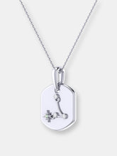 Load image into Gallery viewer, Pisces Two Fish Aquamarine &amp; Diamond Constellation Tag Pendant Necklace In Sterling Silver
