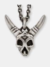 Load image into Gallery viewer, Horned Skull Pendant with Hinged Jaw in Sterling Silver