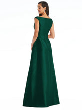 Load image into Gallery viewer, Off the Shoulder Draped Wrap Satin Maxi Dress