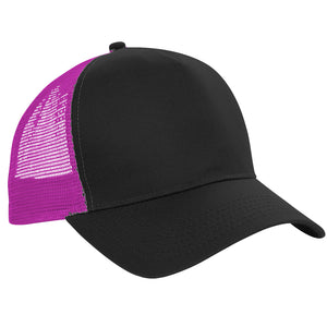 Mens Half Mesh Trucker Cap/Headwear - Black/Fuchsia