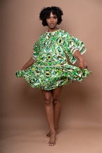 Load image into Gallery viewer, Neena Tiered Kaftan Mini Dress In Neon Citrine