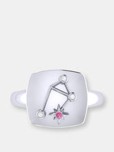 Load image into Gallery viewer, Libra Scales Pink Tourmaline &amp; Diamond Constellation Signet Ring In Sterling Silver