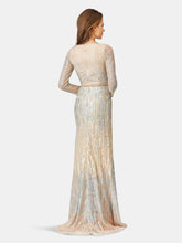 Load image into Gallery viewer, Lara 29467 - Long Sleeve Lace Gown with Wrap Skirt