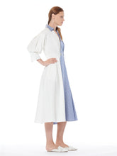 Load image into Gallery viewer, Two Tone Wrap Pintuck Shirt Dress