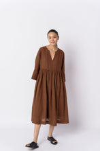 Load image into Gallery viewer, Cocoa Brown Gathered Dress