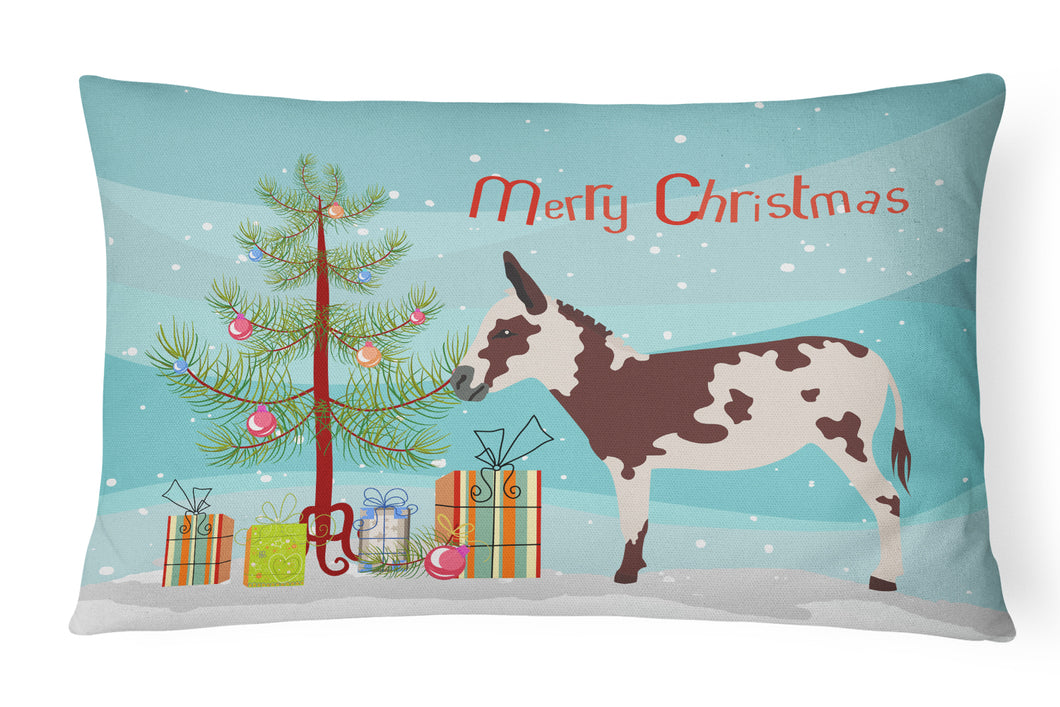 12 in x 16 in  Outdoor Throw Pillow American Spotted Donkey Christmas Canvas Fabric Decorative Pillow