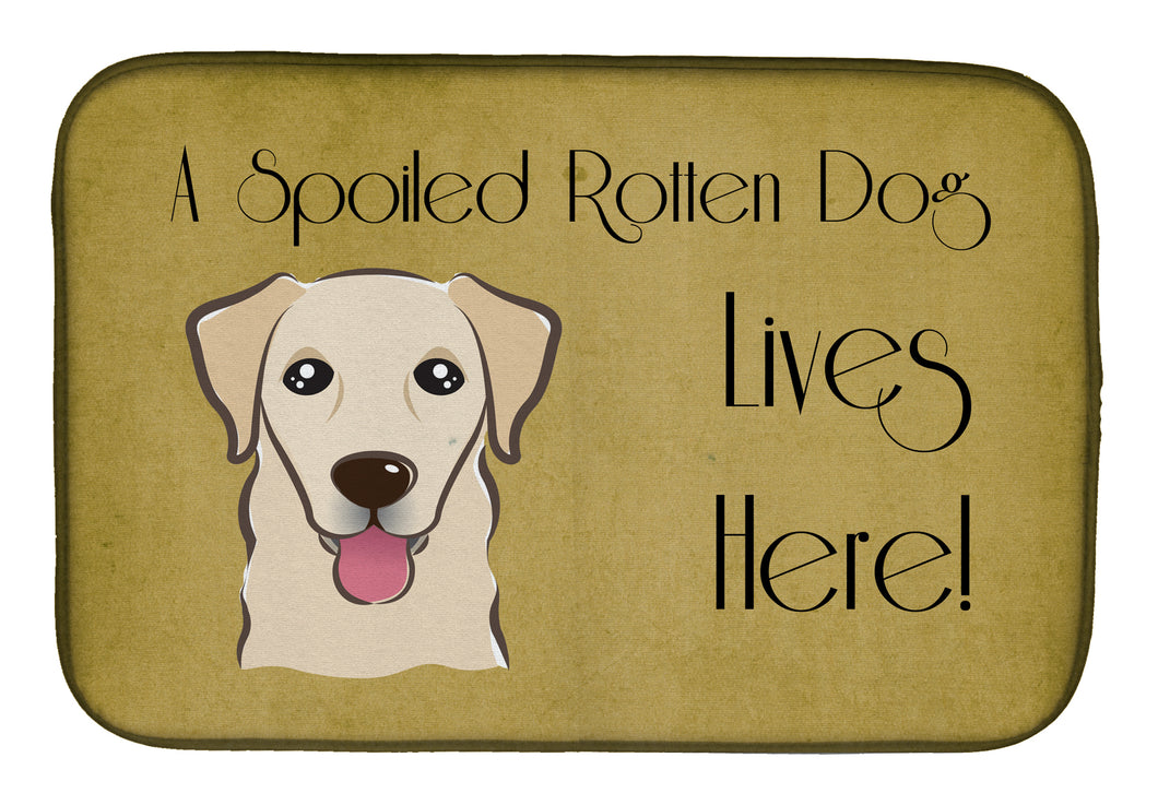 14 in x 21 in Golden Retriever Spoiled Dog Lives Here Dish Drying Mat