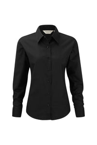 Russell Collection Ladies/Womens Long Sleeve Easy Care Oxford Shirt (Black)