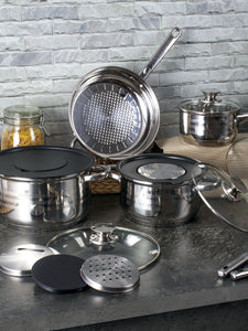 Blaumann 15-Piece Stainless Steel Cookware Set Blauman Collection