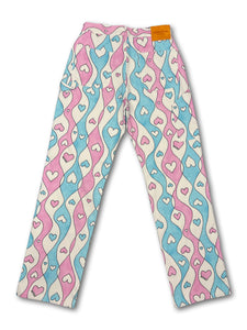 Blue&Pink Stripe Double Knee Work Pants