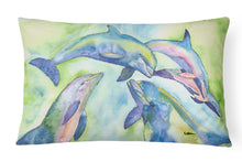 Load image into Gallery viewer, 12 in x 16 in  Outdoor Throw Pillow Dolphins Canvas Fabric Decorative Pillow