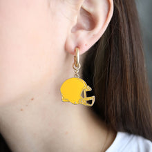 Load image into Gallery viewer, Game Day Football Helmet Enamel Earrings In Yellow