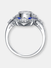Load image into Gallery viewer, Sterling Silver Sapphire Cubic Zirconia Geometrical Coctail Ring
