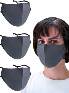 3 Pack Bamboo Rayon Material -Adjustable Earloop mask - Washable, Reusable, Breathable Face Mask