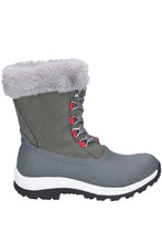 Load image into Gallery viewer, Womens/Ladies Apres Leather Lace Up Mid Boot - Gray/Red