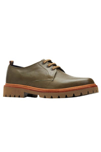 Mens Randolf Leather Derby Shoes - Khaki Green