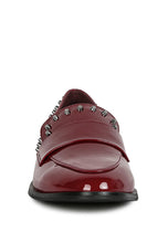 Load image into Gallery viewer, Emilia Burgundy Patent Stud Penny Loafers