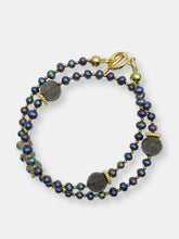 Load image into Gallery viewer, Freshwater Pearls with Smoky Quartz  Double Wrapped Bracelet