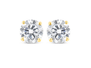 10K Yellow Gold 1.00 Cttw Round Brilliant-Cut Diamond Classic 4-Prong Stud Earrings with Screw Backs