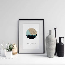 Load image into Gallery viewer, Buffalo, New York City Skyline With Vintage Buffalo Map