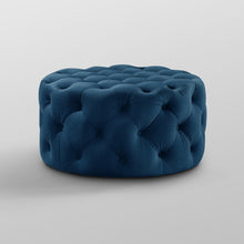 Load image into Gallery viewer, Alzbeta Linen Allover Tufted Round Cocktail Ottoman