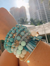 Load image into Gallery viewer, Sea Life Natural Shell and Mermaid Charm Beaded Stretch Bracelet