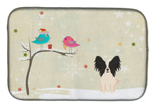 Load image into Gallery viewer, 14 in x 21 in Christmas Presents between Friends Papillon - Black and White Dish Drying Mat