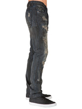 Load image into Gallery viewer, Men&#39;s Premium Denim Jeans Slim Straight Leg Destroyed Dark Blue Smudging