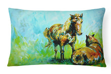 Load image into Gallery viewer, 12 in x 16 in  Outdoor Throw Pillow Horse Grazin Canvas Fabric Decorative Pillow