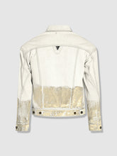 Load image into Gallery viewer, Shorter Off-White Denim Jacket with Champagne Gold Foil