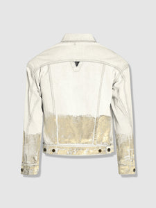 Shorter Off-White Denim Jacket with Champagne Gold Foil