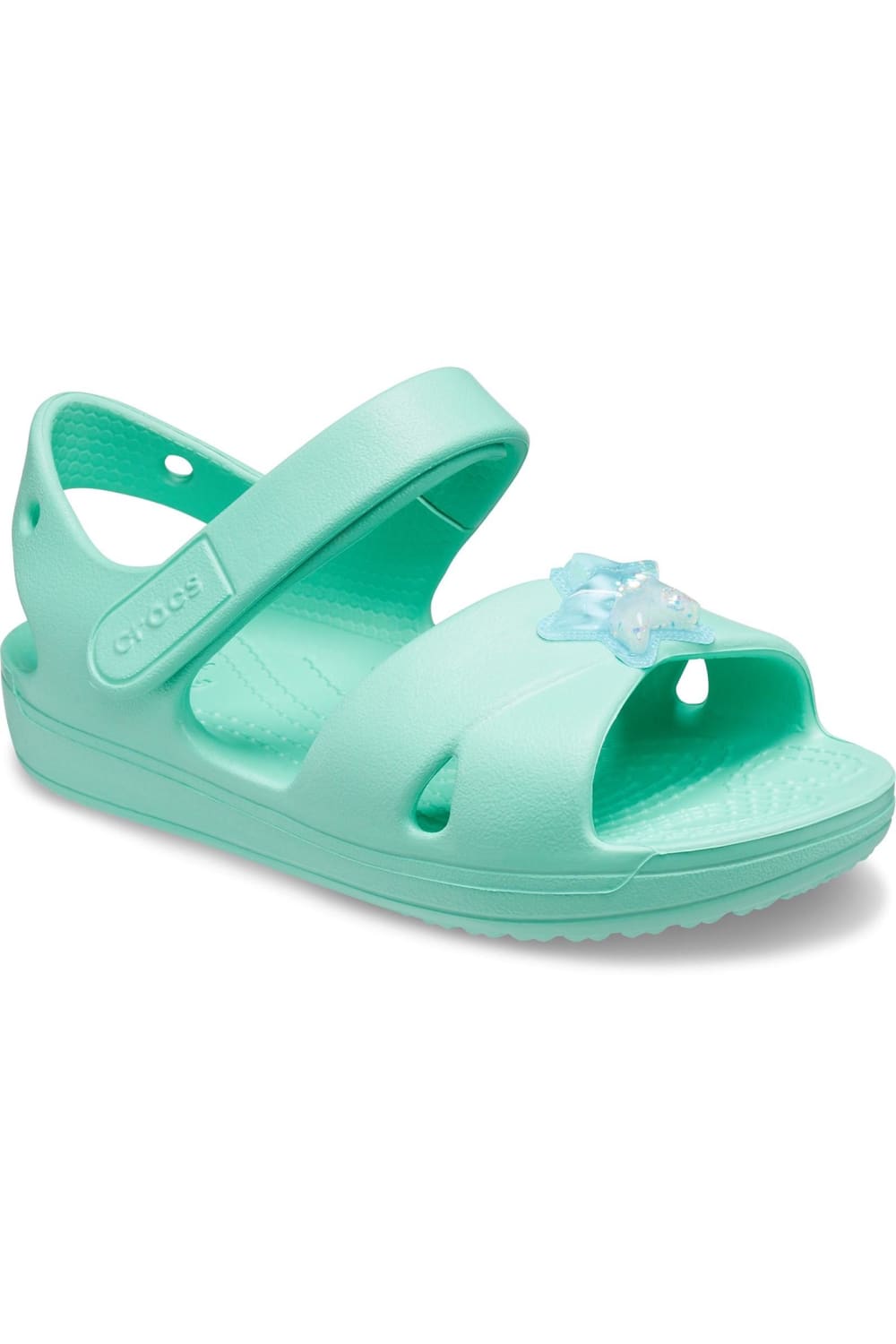 Crocs Girls Classic Star Charm Sandals (Light Green)