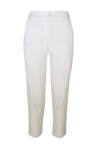 Ribbed Back Waist Linen Tapered Pants