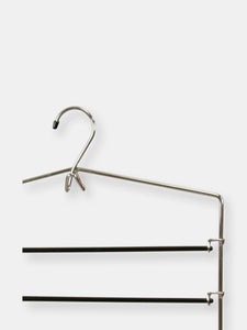 4 Tier Trouser Hanger with Non-Slip PVC Coated Swinging Arms and Built-In Accessory Hook