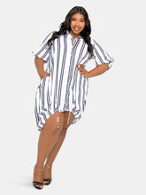 Load image into Gallery viewer, Bubble Hem Stripe Shirt Dress