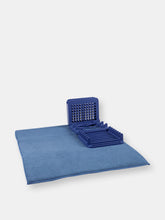 Load image into Gallery viewer, Michael Graves Design 3 Section Plastic  Dish Drying Rack with Super Absorbent Microfiber Mat, Indigo