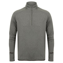 Load image into Gallery viewer, Tombo Mens Long Sleeve Zip Neck Performance Top (Gray Marl)