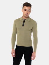 Load image into Gallery viewer, Long Sleeve Knitted Polo with Exposed Zipper