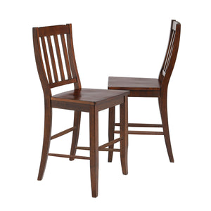 Andrews 41 in. Distressed Chestnut Brown High Back Wood Frame 24 In. Bar Stool (Set of 2)