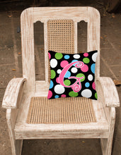 Load image into Gallery viewer, 14 in x 14 in Outdoor Throw PillowLetter G Initial Monogram - Polkadots and Pink Fabric Decorative Pillow