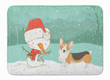 Load image into Gallery viewer, 19 in x 27 in Tricolor Pembroke Corgi Snowman Christmas Machine Washable Memory Foam Mat