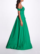 Load image into Gallery viewer, Off Shoulder Side Slit Gown - Emerald