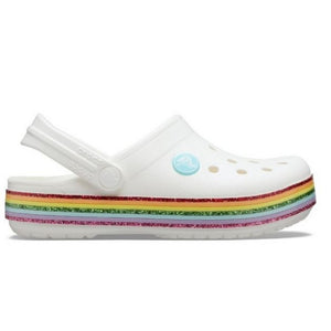 Crocs Girls Rainbow Glitter Clog (White)