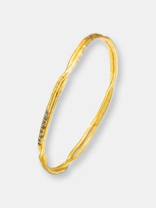 .925 Sterling Silver Gold Plated Cubic Zirconia Bangle Bracelet