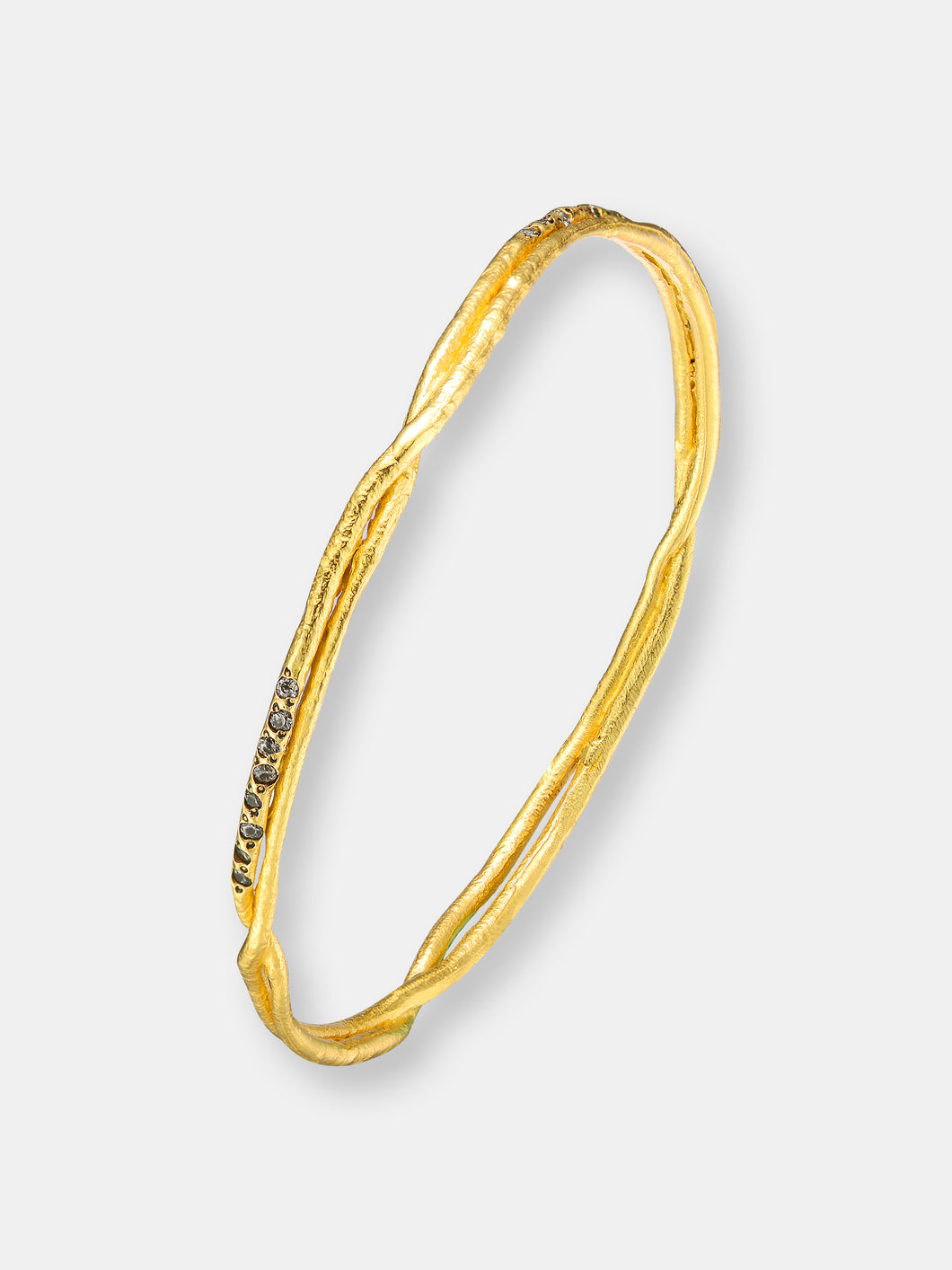 .925 Sterling Silver Gold Plated Cubic Zirconia Bangle Bracelet