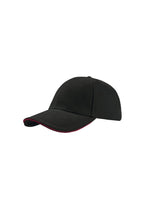 Load image into Gallery viewer, Liberty Sandwich Heavy Brush Cotton 6 Panel Cap (Pack Of 2) - Black/Red
