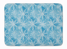 Load image into Gallery viewer, 19 in x 27 in Watercolor Snowflake on Blue Machine Washable Memory Foam Mat